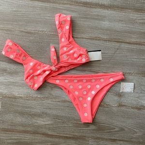 Pink polka dot bikini set